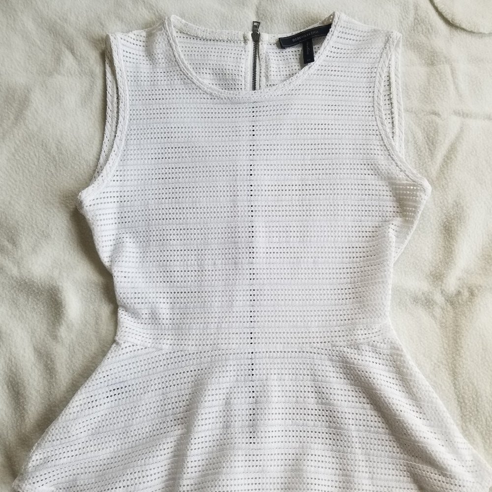 BCBGMazAzria White Peplum Sleeveless Top XS